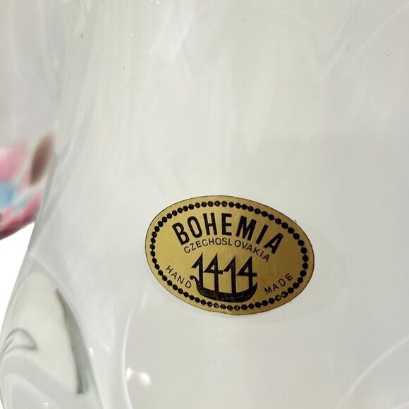 Bohemia Czech Republic Pink Blue and Brown Art Glass Hand Blown Glass Vase - Picture 8 of 9